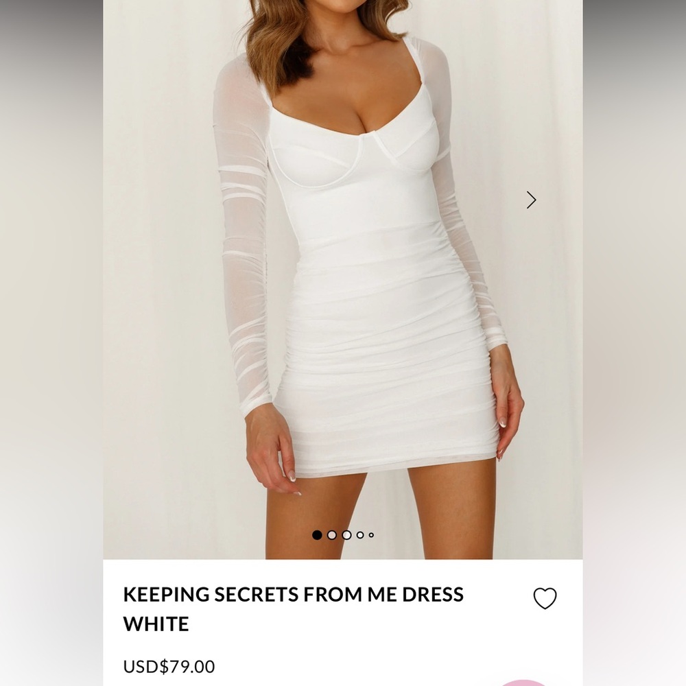 Hello Molly White Long Sleeve Dress